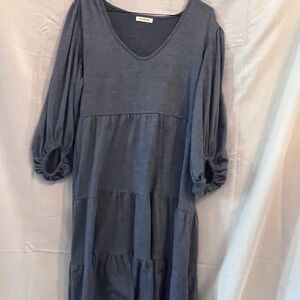 Max Studio Gray Casual V-Neck Sundress